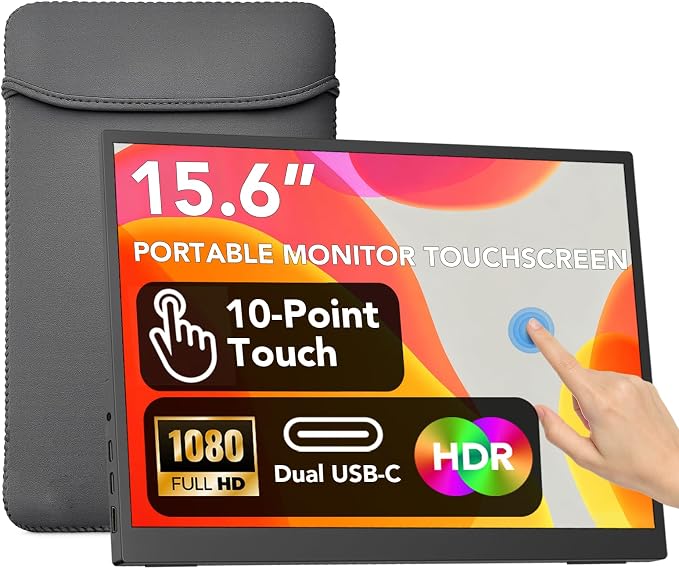 IBW 15.6" Portable Monitor Touchscreen, 1080P FHD IPS USB-C Travel Monitor