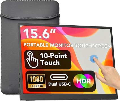 IBW 15.6" Portable Monitor Touchscreen, 1080P FHD IPS USB-C Travel Monitor