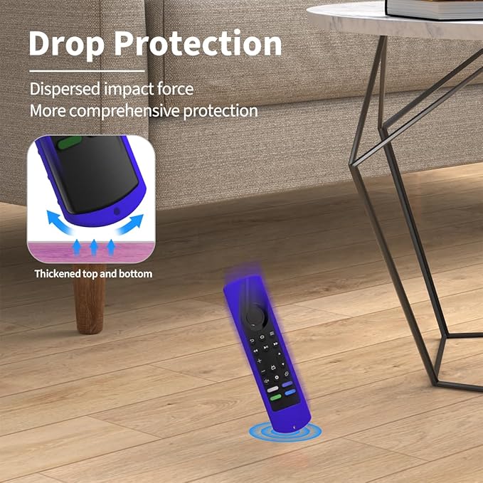 6.4 Inch Silicone Cover Compatible with Fire TV Stick 4K Max 2nd gen 2023 Remote Control,Silicone Case for Toshiba/Insignia Smart TV Remote,Anti-Slip Sleeve Cover with Lanyard(Blue)