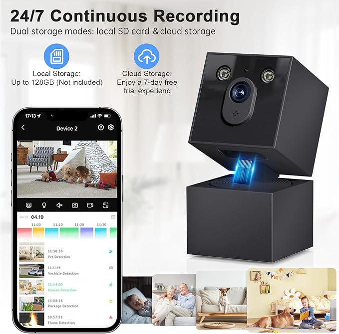 2K Security Camera Indoor - 5G&2.4G WiFi Cameras for Home Security, Pet/Dog/Baby Monitor with Phone APP 360Pan/Tilt, One-Tap Call 911, Al Motion Tracking, 24/7 Recording, Night Version