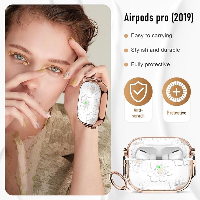 for Airpods Pro Case, Protective TPU Soft Cases Cover Rugged for Airpod Pro Case 1st Gen, Shockproof for Airpods Pro 2019 Case Men Women with Keychain,Morning Glory