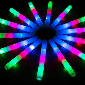 SHQDD 28PCS LED Foam Glow Sticks, Foam Light up Sticks Bulk Party Pack with 3 Modes Colorful Flashing, Glow in The Dark Party Supplies for Parties, Wedding, July 4th, Birthday, Raves,Concert,New Year