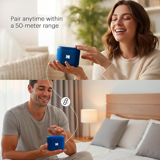 KODAK SOUNDBRIX Magnetic Splittable Bluetooth Speaker Shower Speaker IPX4 Water Resistant Ultra Portable Speaker Wireless 5H Playtime Electronics for Outdoors Home Travel Gifting Stackable Design Blue