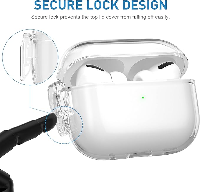 Valkit Compatible Airpods Pro 2 Case Clear with Lock, Shockproof AirPods Pro 2nd/1st Generation Case Soft Transparent Protective Cover with Lanyard iPods Pro 2 Skin for Airpods Pro 2nd/1st Gen