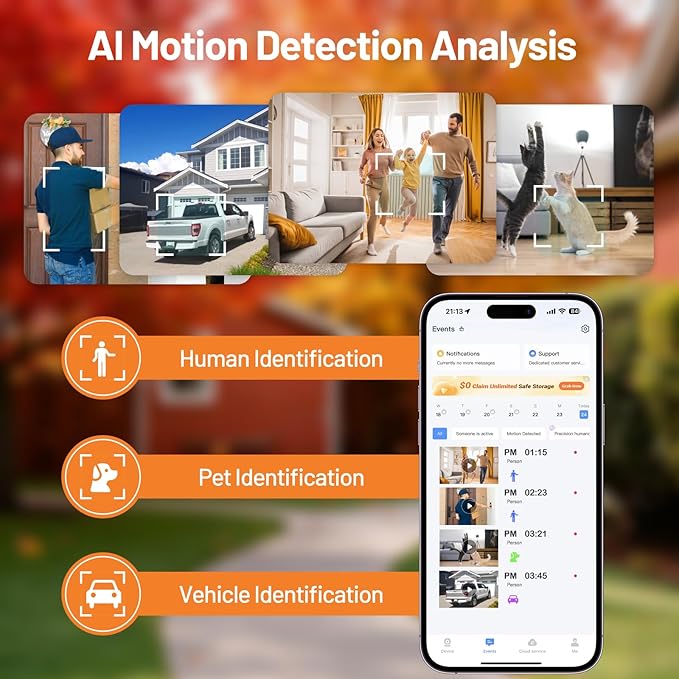 4 Pack Window Camera, 24/7 Recording, 3MP/2K Full-Color Night Vision, Human Detection & Alerts, 2.4/5GHz WiFi, Easy Install Security Camera, Alexa Compatible, Indoor Anti-Theft Camera