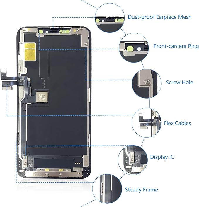 for iPhone 11 Pro Max Screen Replacement, 6.5 inch LCD Display 3D Touch Full HD Digitizer Frame Assembly, Compatible with A2161, A2220, A2218 Models, Repair Kit + Screen Tempered Protector