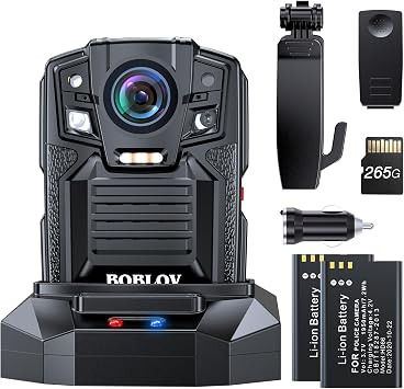 BOBLOV D7 4K Body Camera, 256GB IP67 Waterproof, 2 * 1950mAh Batteries