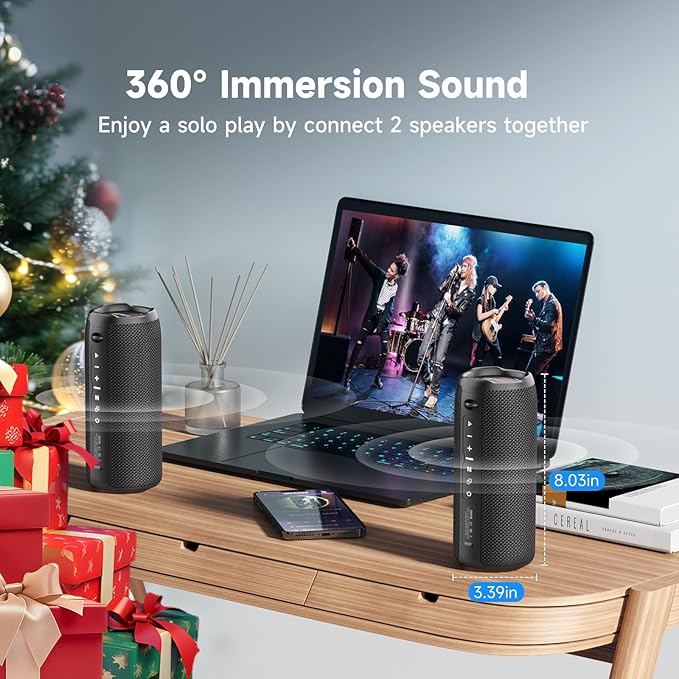 ZEALOT Portable Bluetooth Speaker, Speakers Bluetooth Wireless, Outdoor Speaker Waterproof, IPX6, 40W Loud Stereo Sound Deep Bass, Long Playtime,USB/TF/AUX, Speaker for Phone, Beach, Hiking-Black
