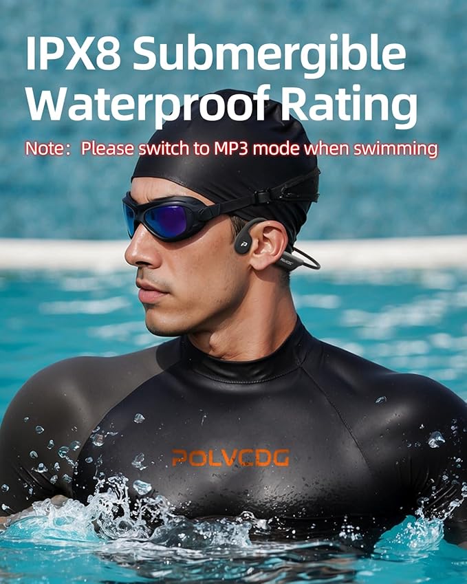 Swimming Headphones,IPX8 Waterproof Bone Conduction Headphones,32GB Memory Open Ear Headphones with Mic,Wireless Bluetooth Earphones Underwater Sport Earbuds for Running Workout Cycling