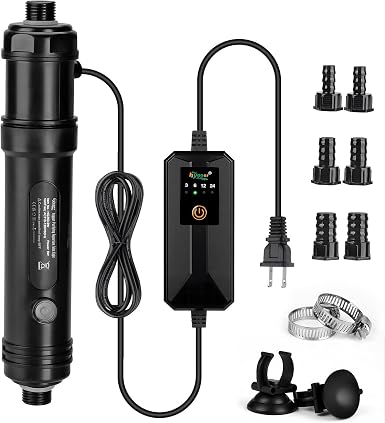 hygger 9W Aquarium U-V Light with Timer, 360° Protective Shield Clean Light for Crystal Clear Green Water, Submersible Fish Tank Cleaner for 60–100 Gallon Freshwater & Saltwater Aquariums