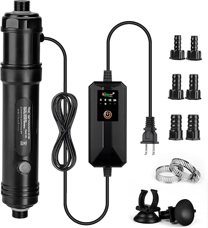 hygger 9W Aquarium U-V Light with Timer, 360° Protective Shield Clean Light for Crystal Clear Green Water, Submersible Fish Tank Cleaner for 60–100 Gallon Freshwater & Saltwater Aquariums