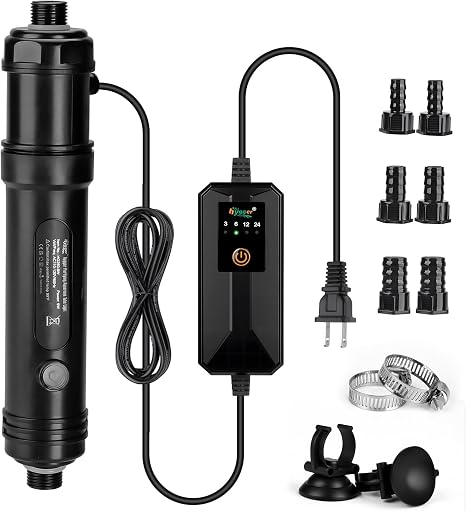 hygger 9W Aquarium U-V Light with Timer, 360° Protective Shield Clean Light for Crystal Clear Green Water, Submersible Fish Tank Cleaner for 60–100 Gallon Freshwater & Saltwater Aquariums