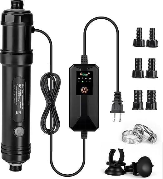 hygger 9W Aquarium U-V Light with Timer, 360° Protective Shield Clean Light for Crystal Clear Green Water, Submersible Fish Tank Cleaner for 60–100 Gallon Freshwater & Saltwater Aquariums