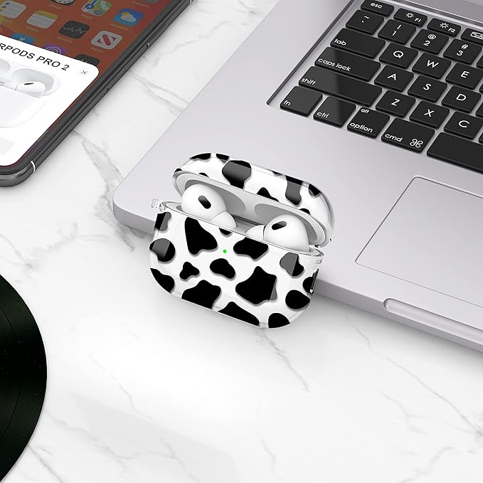 Maxjoy for AirPods Pro 2nd Generation Case, Clear AirPods Pro 2 Case for Women Girly Cute Protective AirPod Pro 2 Cover with Keychain Strap for AirPod Pro 2nd Gen Cover 2023/2022, Cow Print