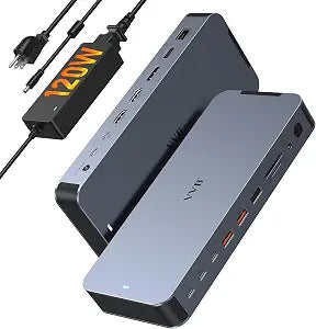 Laptop Docking Station USB C Dock Multiport Hub with 120W Power Adapter