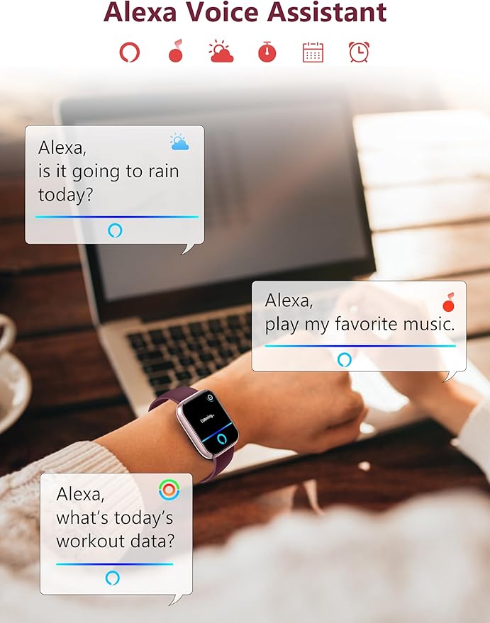 Smart Watch, 1.83'' Smartwatch Women Men Answer Make Calls, Alexa Fitness Watch, IP68 Waterproof Fitness Tracker Watch, Heart Rate Monitor, 100+ Sports Pedometer Watch, Timer for android & iOS Phone
