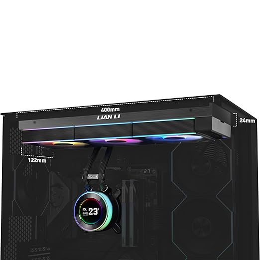 Lian Li Hydroshift II-C 360CL RGB Liquid CPU Cooler - 360mm AIO - 3X 120 RGB Fans - 2.1??IPS LCD Screen - 3 Control Mode - Flexible Tubes Clamp - LGA 1851/1700, AMD AM5/AM4 - Black (HS2LCD36RB)