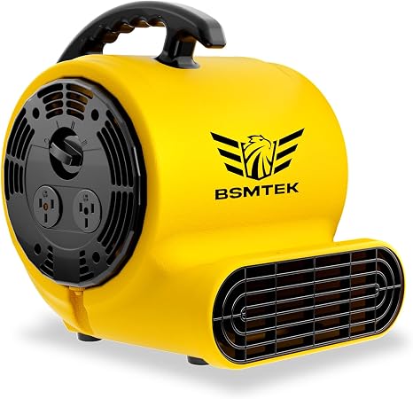 Air Mover Blower Fan, Industrial 1/3HP 1200CFM Monster Floor Blower Carpet Dryers - 3 Speeds Switch, 4 Adjustable Angles, 15FT Long Cord, Stackable - 2025 Upgraded