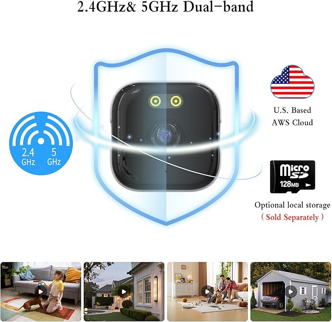 ANYQOO 3MP 2K Window Camera, Indoor/Outdoor Security 2.4GHz & 5GHz WiFi Camera for Home Security, ChroMax AI Color Night Vision, Person/Motion Detection, 24/7 Recording, Easy Install 1Pack
