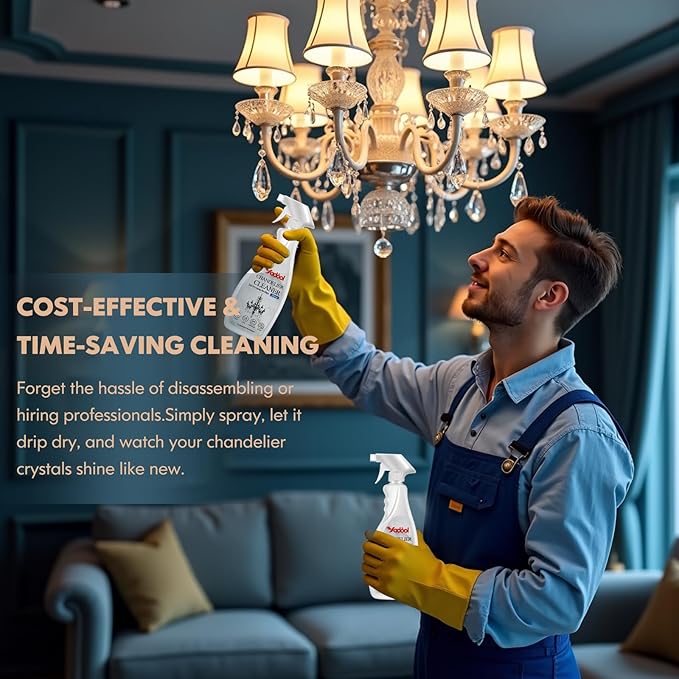 Chandelier Cleaner Drip Dry Spray No Wipe, Spray Away Dust Remover for Crystal Shiny, Glass, Figurines & Fine Collectibles, Shines Bright, Spotless & Streak-Free - 16.92 Fl Oz