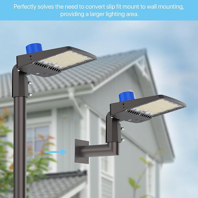 HYPERLITE Wall Mount Bracket: 90 Degree for Parking Lot Light - L Shape Bracket for 2 3/8 inch Slip Fit Lights, Lighting Mounting Bracket Extension Pole for LED Shoebox Area Lights Street Pole Light