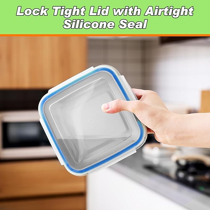 4 Pack Stainless Steel Sandwich Containers with Lids 25.4 oz Metal Food Container for Lunch Boxes with Airtight Silicone Seal for Sandwiches and Snacks(Blue)