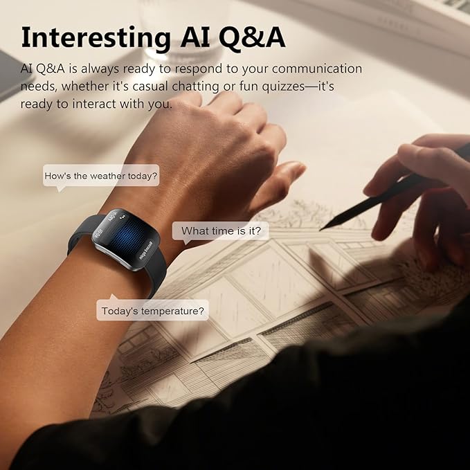 Smart Watch for Men Women, Bluetooth Calls, AI Dial,AI Q&A,1.85" HD AMOLED Curved Display Fitness Watch with Heart Rate/SpO2/Stress Monitor, Pedometer,110+ Sports Waterproof IP68 Smartwatch,Deep Black