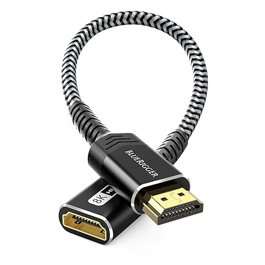 BlueRigger 8K HDMI Extender - 0.5FT Adapter (8K 60Hz, 4K 120Hz, HDMI Extension Cable, 48Gbps Ultra High Speed EXT, Male to Female Adapter) - Compatible with HDTV, Laptop, Xbox Series X, Roku, PS5