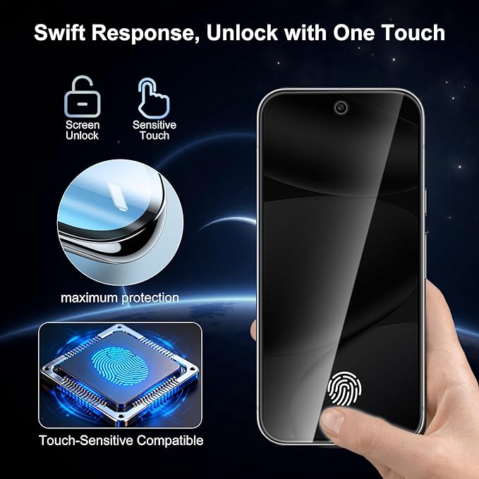 2 Pack for Google Pixel 10 Pro Privacy Screen Protector, 2 Pack Camera Protector, Fingerprint Compatible, Anti Spy, 9H Hardness Glass for Google Pixel 10 Pro