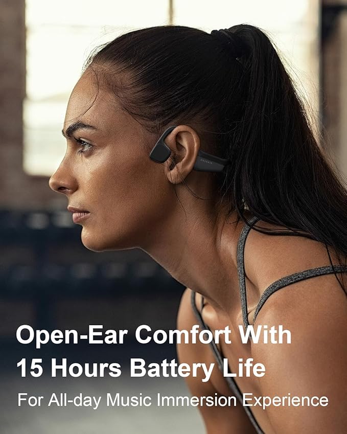 Bone Conduction Headphones, IPX6 Waterproof Open Ear Headphones 14H Playtime Bluetooth 5.3 Wireless Headset Sport with Mic Sweatproof for Running, Cycling