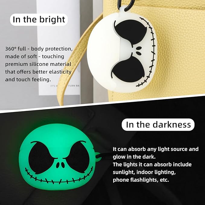 Compatible with Apple AirPods Pro 3 Case 2025 Cover with Cleaner kit, [Glow in The Dark] 3D Skull AirPods Pro 3 Case Soft Silicone Protective Skin Case for Airpods Pro3 for Women Men