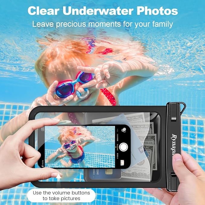 [Up to 10"] Large Waterproof Phone Pouch Bag - 2 Pack IPX8 Waterproof Phone Case for iPhone 17 16 15 Pro Max Galaxy S26 S25 Ultra, Touchscreen & Underwater Photography, Beach Cruise Travel Essentials