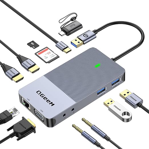 USB 3.0 Laptop Docking Station Triple Display 2 HDMI VGA Dual Monitor Hub
