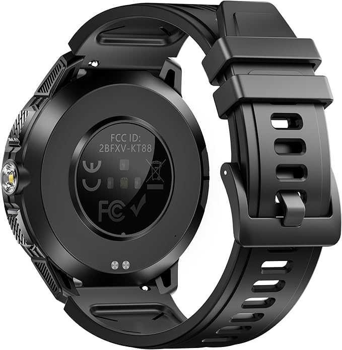 Military Smart Watch for Men with 1100 mAh Battery/LED Flashlight, 1.7" Rugged Tactical Smartwatch with Text and Call/Compass, 5ATM Waterproof Fitness Tracker with HR/Sleep Monitor for iPhone Android