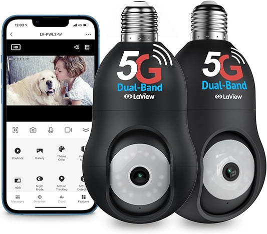 LaView 4MP Security Camera 5G& 2.4GHz, 360°2K Security Cameras Wireless Outdoor Indoor Full Color Day and Night, Motion Detection, Audible Alarm, Easy Installation, Compatible with Alexa (2 Pack)