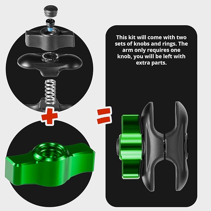 Tackform Link Phone Mount with Top Dash Clip - Compatible with 2021-2025 Ford Bronco | Aluminum | Zero Slip, Anti-Scratch | Compatible with MagSafe | Universal Magnetic Holder | 2" Arm | Green Knob