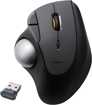ELECOM IST Plus Wireless Trackball Mouse, Bluetooth and USB 2.4GHz, 3-Device Connection, Silent Click, 36mm Ergonomic Thumb Design, Programmable for Windows Mac