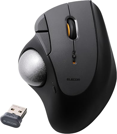 ELECOM IST Plus Wireless Trackball Mouse, Bluetooth and USB 2.4GHz, 3-Device Connection, Silent Click, 36mm Ergonomic Thumb Design, Programmable for Windows Mac