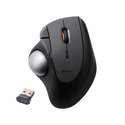 ELECOM IST Plus Wireless Trackball Mouse, Bluetooth and USB 2.4GHz, 3-Device Connection, Silent Click, 36mm Ergonomic Thumb Design, Programmable for Windows Mac