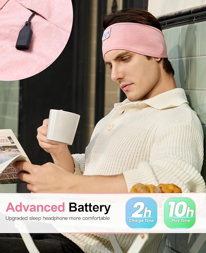 Perytong 2-Pack Sleeping Headphones Bluetooth Headband, Upgraded Headband Headphones with Ultra-Thin Speakers, Wireless Headphone for Side Sleepers, Running, Insomniac, Travel, Meditation