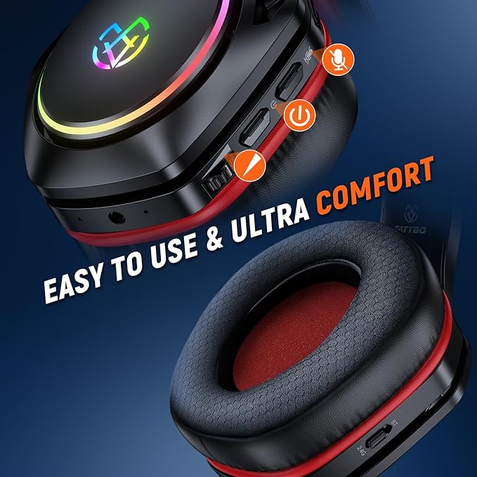 Wireless Gaming Headset 2.4 GHz for Ps5/Ps4/PC, 40 Hr Battery, Lossless Audio Bluetooth 5.3 Wireless Gaming Headphones, Ultra-Stable Connection, Noise-canceling Mic—Compatible with Switch/Mac/Phone