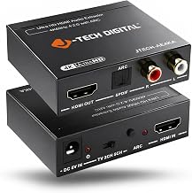 J-Tech Digital HDMI Audio Extractor 4K 60Hz & ARC Support, HDMI to RCA Optical Compatible with Dolby Digital DTS Stereo for Laptop Blu-Ray Gaming Consoles (JTECH-AE4KA) - Image 1