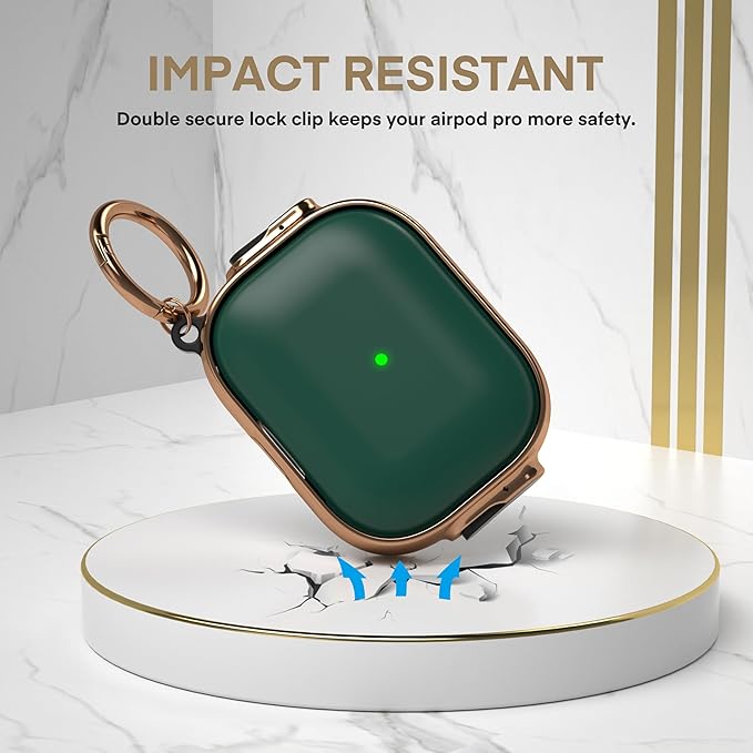 Maxjoy for AirPods Pro 3rd Generation Case with Lock, Cute AirPods Pro 3 Case Lock Protective Hard AirPod Pro 3 Cover for Women Men with Keychain for Airpod Pro 3rd Gen Cover 2025, Green