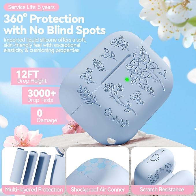 for AirPods Pro 3 Case, Soft Silicone Airpod Pro Case Cover with Keychain & Cleaning Kit Compatible with AirPods Pro 3rd Generation 2025 for Women Girly, Anti-Scratch