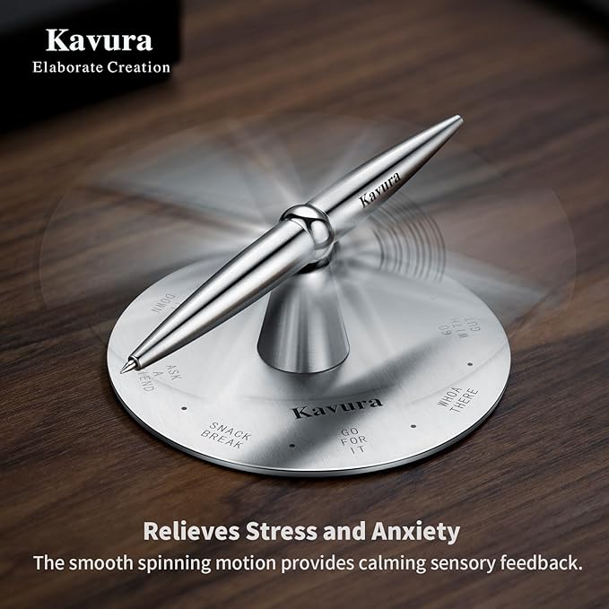 Spin Decision Pen – CNC-Machined 316L Stainless Steel Fidget Pen with Magnetic Stand | Smooth Writing Gel Ink | Stress Relief & Decision Maker |Office Desk Gift for Professionals