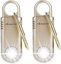 2 Pack Rechargeable 135dB Personal Safety Alarm Women. 2-in-1 Anti-Lost Alarm for Suitcase, Backpacks. No App Require. Backpacker Hiking Alarm Built-in Ultra-Bright Flashlight. Gold - Image 1