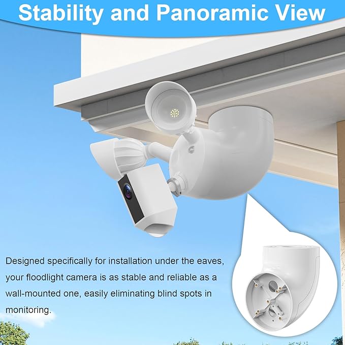 Eave Mount for Ring Floodlight Cam Wired Plus/Pro, Ring Smart Lighting Floodlight, Blink Wired Floodlight Cameras, Wyze Floodlight Camera V2/Pro and Roku Flood light Cam Mounting Bracket, Easy Install