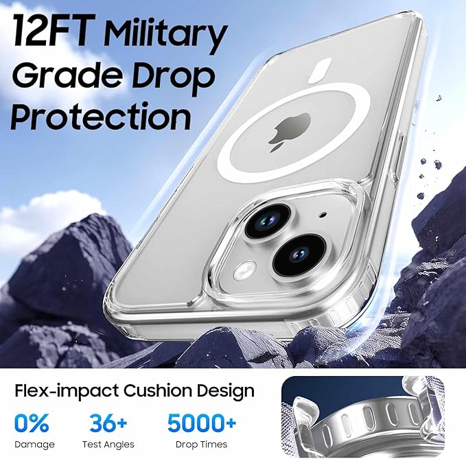 Magnetic for iPhone 14 Case & iPhone 13 Case Clear with Pink Card Holder, Compatible with MagSafe, Slim Shockproof Phone Cover with Detachable Wallet, Built-in Magnet Ring