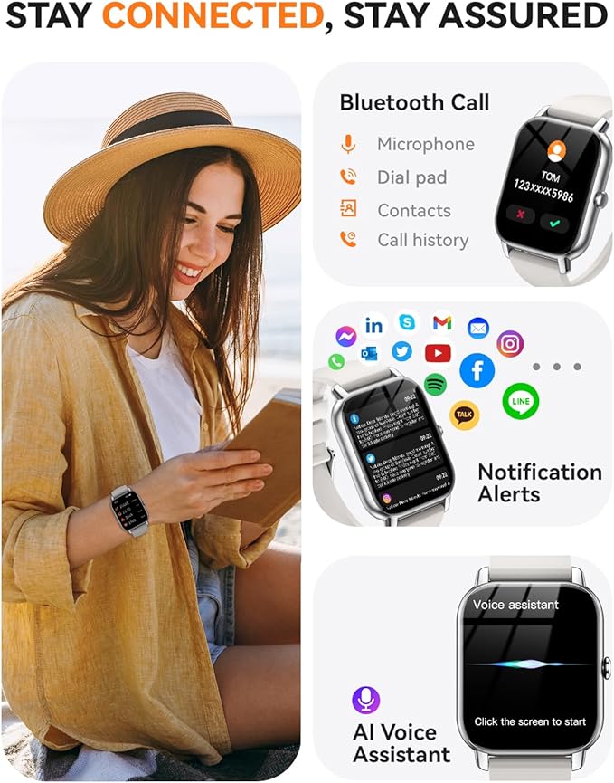 Smart Watches for Men Women(Answer/Make Call), Fitness Tracker Watch with Activity Counter/Sleep Monitor/ 110+ Sports Modes,Smart Watch for Android iPhone iOS Compatible (Starlight, 1.83)