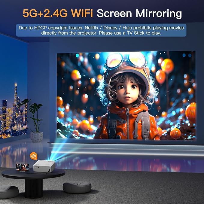 15000L Mini Projector, VISSPL 4K Support Video Projector, Portable Projector with Tripod, Kids Gift, Home Theater Movie Phone Projector Compatible with Android/iOS/Windows/TV Stick/HDMI/USB